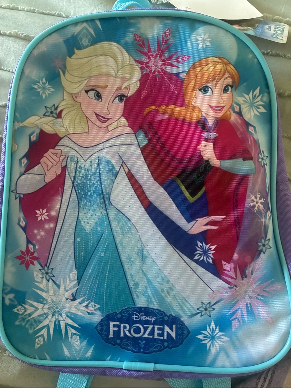 Disney Frozen Elsa & Anna Character Backpack - Blue, Turquoise, Pink